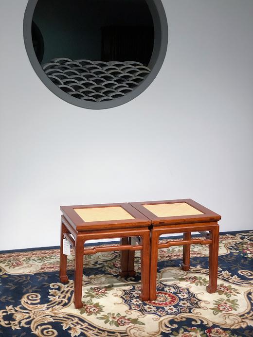 红桥红  家具严选  缅甸花梨（大果紫檀）  【40 马蹄腿带束腰 方凳 藤面】 商品图4