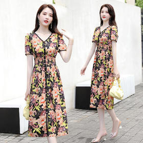 KY-YIXG8067夏季新款减龄时尚收腰显瘦印花连衣裙
