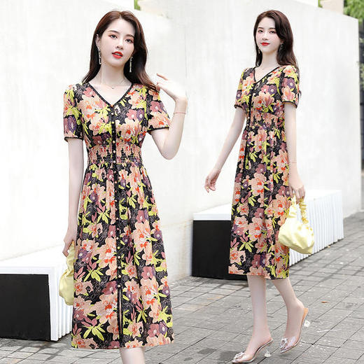 KY-YIXG8067夏季新款减龄时尚收腰显瘦印花连衣裙 商品图0