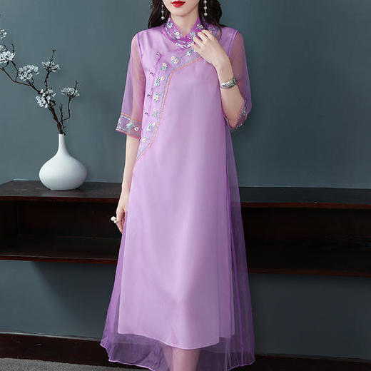 OG-99180民族风复古，情人纱刺绣连衣裙 商品图0