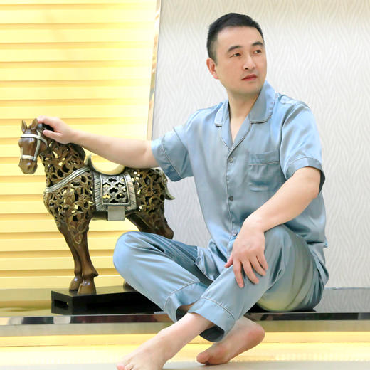 鑫缘 真丝男睡衣套 HD0020 商品图2