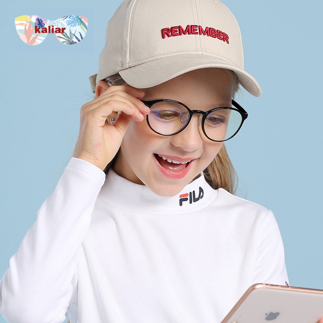 kaliar青少年男女防lán光眼镜时尚椭圆款平光镜青少年护目镜