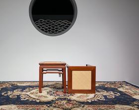 红桥红  家具严选  缅甸花梨（大果紫檀）  【40 马蹄腿带束腰 方凳 藤面】