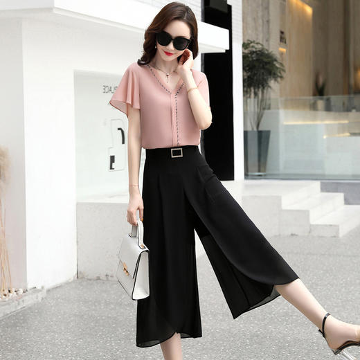 YNQJ-9045洋气减龄轻熟时尚气质显瘦小香风职业阔腿裤两件套 商品图2