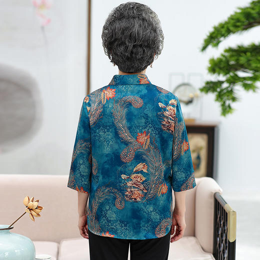 QYY-sp9905新款大码七分袖舒适翻领开衫奶奶装 商品图3