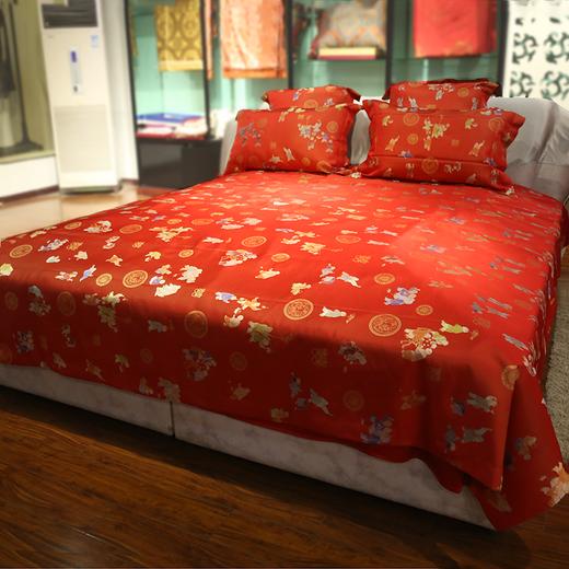 SAINTJOY/上久楷宋锦家纺六件套 百子同庆·大红色TZ15410 商品图0