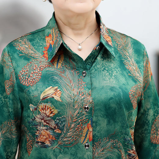 QYY-sp9905新款大码七分袖舒适翻领开衫奶奶装 商品图1