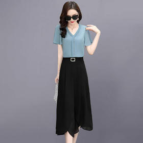 YNQJ-9045洋气减龄轻熟时尚气质显瘦小香风职业阔腿裤两件套