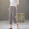 MQ-	1545-1夏装新款休闲减龄显瘦百搭松紧腰格子九分裤YY 商品缩略图3
