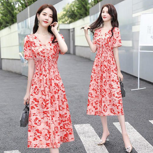 KY-YIXG8067夏季新款减龄时尚收腰显瘦印花连衣裙 商品图3
