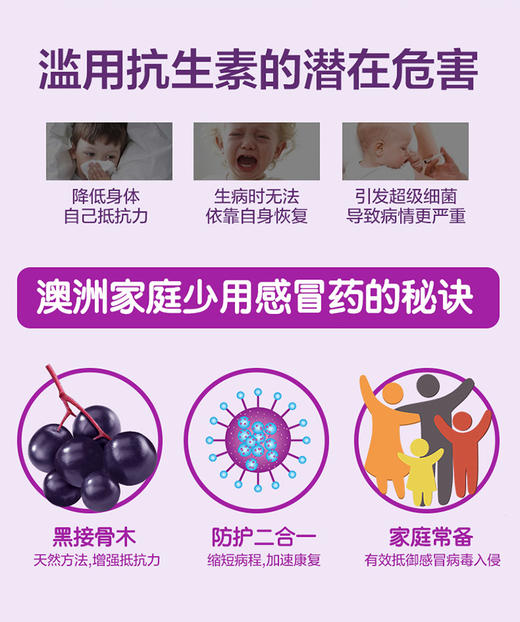 澳洲Sambucol黑接骨木儿童缓咳口服液120ml 澳洲直邮 商品图3