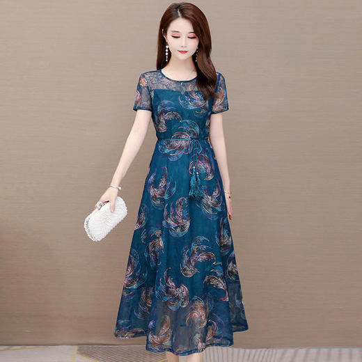 WH-TYH-20A136夏新款时尚洋气贵夫人碎花连衣裙 商品图1