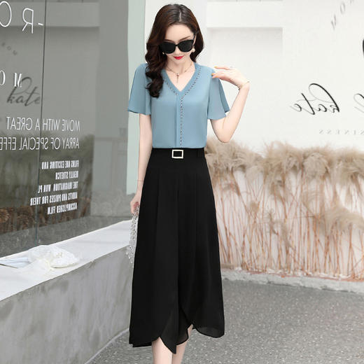 YNQJ-9045洋气减龄轻熟时尚气质显瘦小香风职业阔腿裤两件套 商品图1