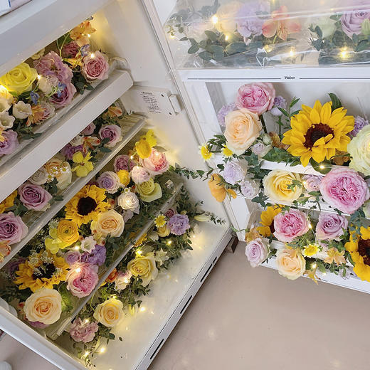 冰箱鲜花玫瑰惊喜浪漫个性定制520情人节告白求婚生日告白求婚结婚