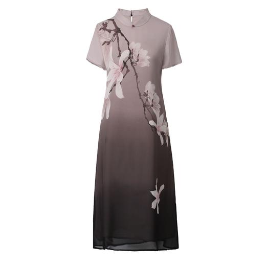 QYY-t211中年妈妈大码洋气高贵短袖过膝薄裙子 商品图4