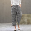 MQ-	1545-1夏装新款休闲减龄显瘦百搭松紧腰格子九分裤YY 商品缩略图2