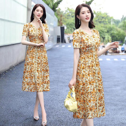 KY-YIXG8067夏季新款减龄时尚收腰显瘦印花连衣裙 商品图1