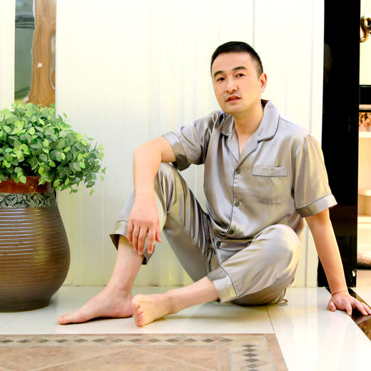 鑫缘 真丝男睡衣套 HD0020 商品图4