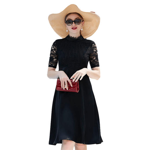 WY-FH0501名媛礼服新款修身立体剪裁蕾丝拼接醋酸连衣裙 商品图4