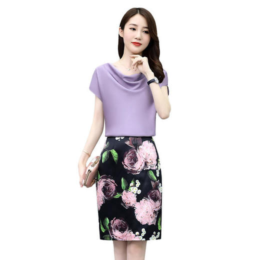 LJY-2042夏季新品女装韩版修身T恤印花半裙两件套 商品图3