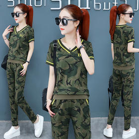 KY-27T79883新款2020夏修身显瘦气质潮流迷彩运动两件套