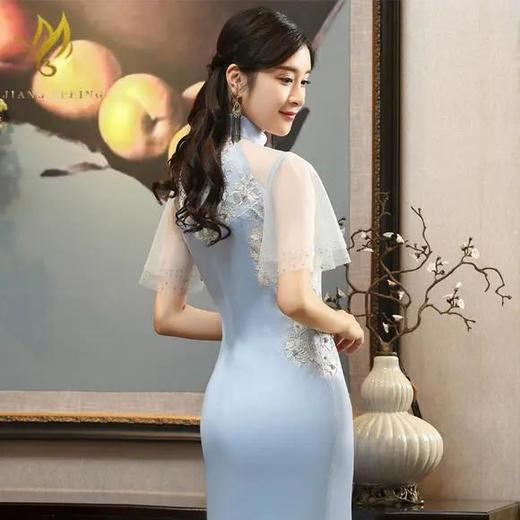 MB-天山雪莲优雅修身，优雅长款钉珠改良版旗袍礼服 商品图2