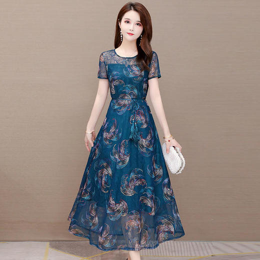 WH-TYH-20A136夏新款时尚洋气贵夫人碎花连衣裙 商品图0