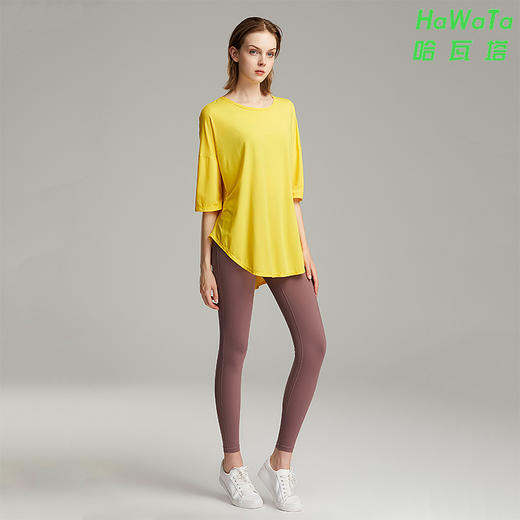 新款瑜伽服轻薄凉爽款舞蹈长款T恤运动罩衫显瘦宽松中袖上衣 商品图7