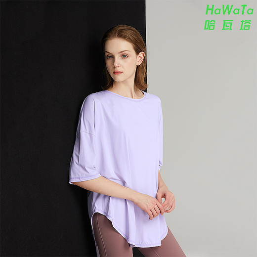 新款瑜伽服轻薄凉爽款舞蹈长款T恤运动罩衫显瘦宽松中袖上衣 商品图5