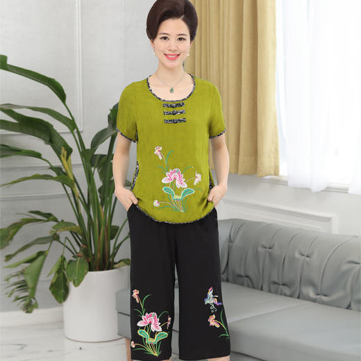 MQ-XN1802夏装新款民族风棉麻绣花短袖套装YY 商品图4