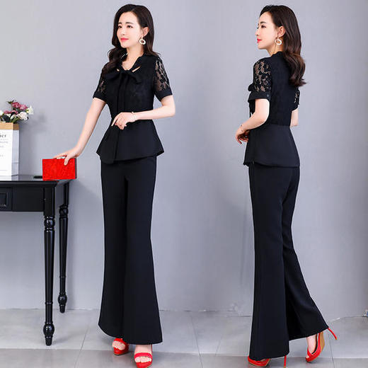WZNH-LMJY2122气质减龄，时尚职业阔腿微喇裤套装 商品图3