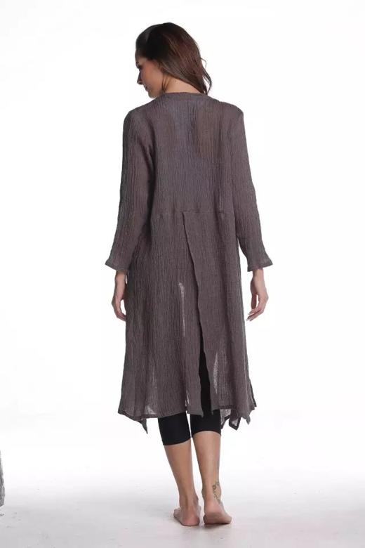 HWT全麻折绉时尚开叉开衫 商品图2