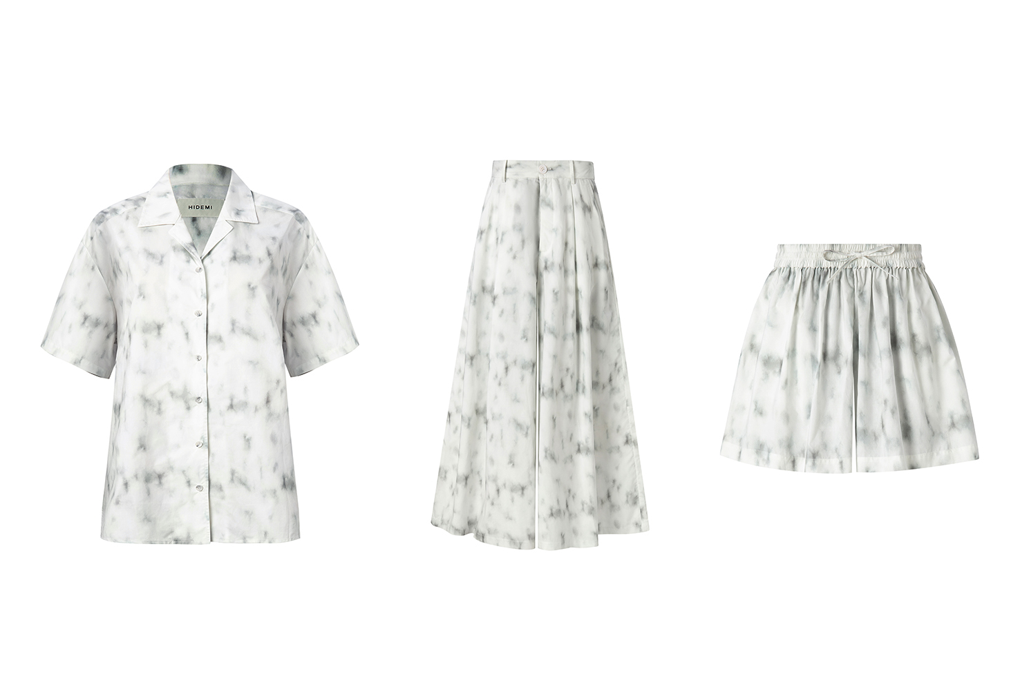 HIDEMI "我们做印花"无尽夏 印花长绒棉简约衬衫套装 短袖衬衫/短裤/阔腿九分裤