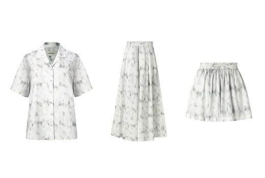 HIDEMI "我们做印花"无尽夏 印花长绒棉简约衬衫套装 短袖衬衫/短裤/阔腿九分裤 商品图0