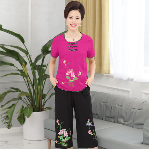 MQ-XN1802夏装新款民族风棉麻绣花短袖套装YY 商品图2