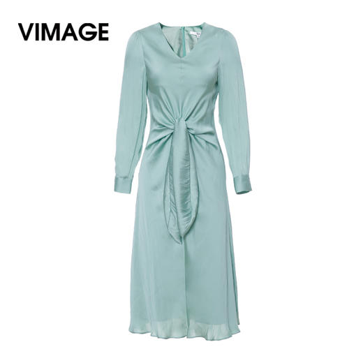 VIMAGE纬漫纪春夏季修身系带连衣裙中长款V1307934 商品图0