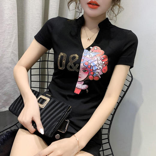 HQ3055新款原创设计中国风拼色短袖t恤 商品图3