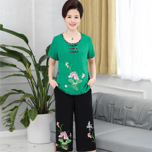 MQ-XN1802夏装新款民族风棉麻绣花短袖套装YY 商品图3