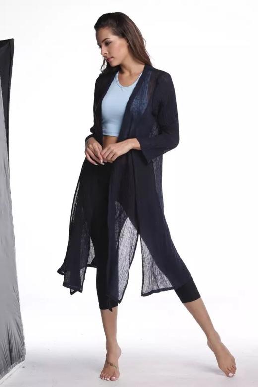 HWT全麻折绉时尚开叉开衫 商品图5