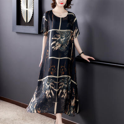 AHM 8032 2020夏季新款欧货连衣裙女宽松时尚复古印花a字裙贵夫人 商品图1