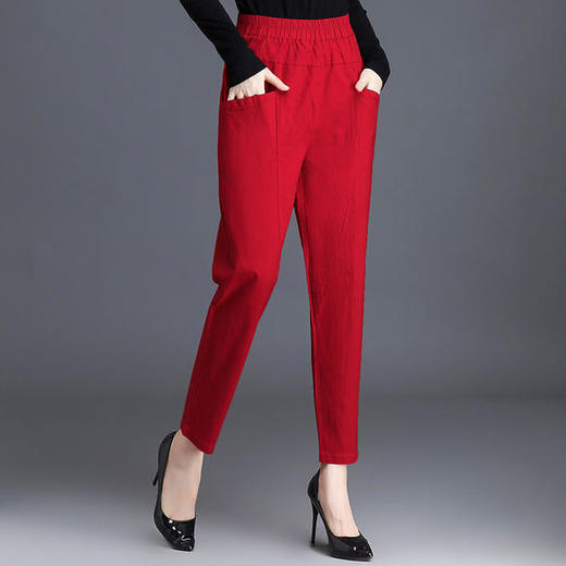 ZQ-1758新款哈伦裤直筒宽松外穿松紧腰女裤 商品图3