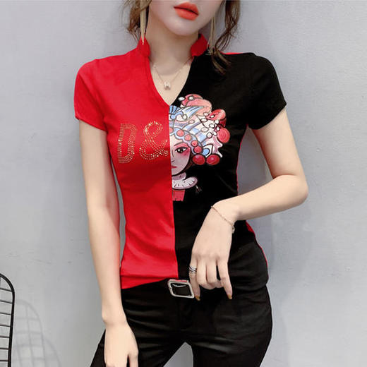 HQ3055新款原创设计中国风拼色短袖t恤 商品图0