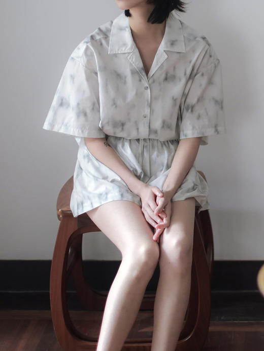 HIDEMI "我们做印花"无尽夏 印花长绒棉简约衬衫套装 短袖衬衫/短裤/阔腿九分裤 商品图12