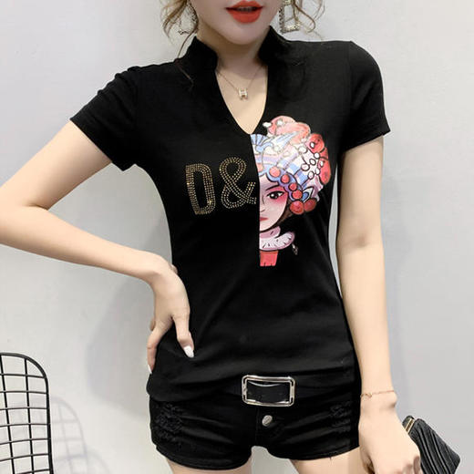 HQ3055新款原创设计中国风拼色短袖t恤 商品图1