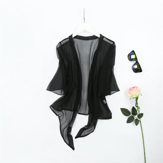 丁摩 真丝乔其纱系带防晒衣空调开衫桑蚕丝外披ZFYY223 商品图0