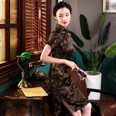 W短款真丝桑蚕丝旗袍裙连衣裙中长款 商品图4