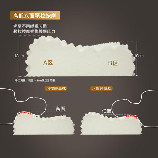 KEE泰国原装进口天然乳胶枕头橡胶枕 高低按摩颈椎枕单人枕芯 成人枕\美容枕\儿童枕 商品图4