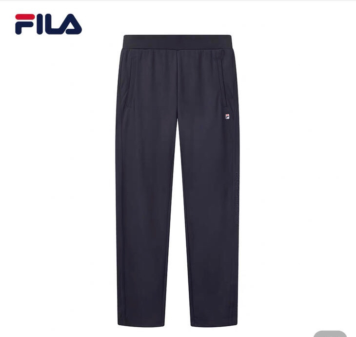 Fila 女款秋季弹力黑色九分裤 松紧腰