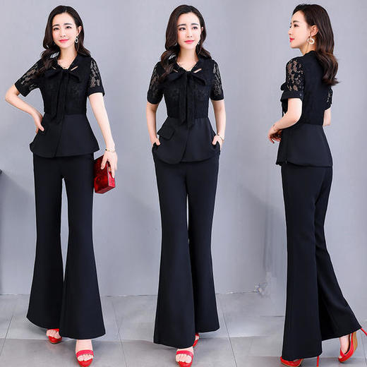 WZNH-LMJY2122气质减龄，时尚职业阔腿微喇裤套装 商品图0