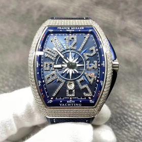 （升级）ZF蔚蓝之作—— 法兰克，法穆兰MEN'S COLLECTION系列V45游艇腕表优雅蓝色魅影 扬帆展航！ 【精彩细节】 1.腕表尺寸45毫米。微弧式枕型表壳优雅贴手，表壳由内外八个配件组合一